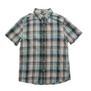 Red Ale by Alesbury Button Up Shirt Mens Medium Blue Plaid Slim Fit Short Sleeve